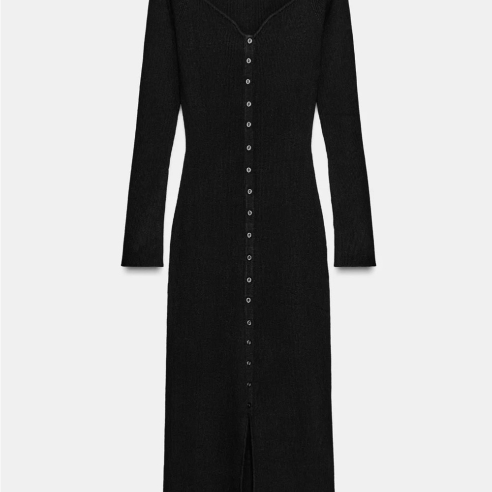 NWT! Zara Black Long Sleeve Button Dress